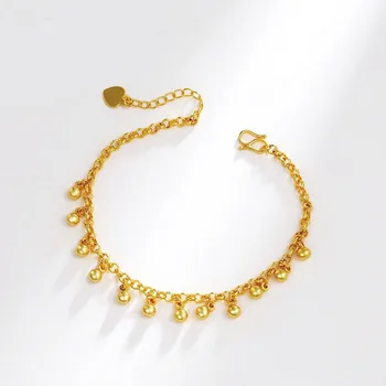 MxGxFam (17,5 см + 3 см), Красиви гривни с висулки от перли за жени, Модни бижута от чисто злато 24 к, покрити с